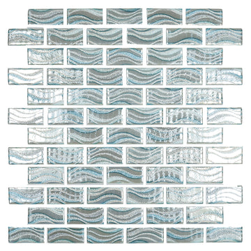 Glitter Grey, 1" x 2" Glass Tile | Mosaic Pool Tile by Vidrepur 