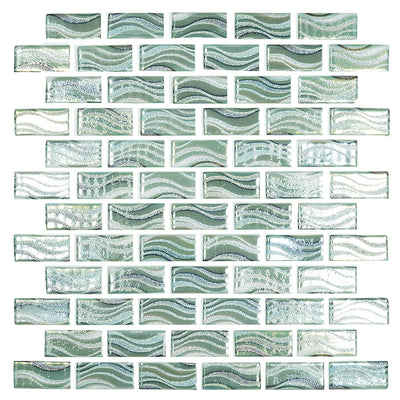 Glitter Jade, 1" x 2" Glass Tile | Mosaic Pool Tile by Vidrepur 