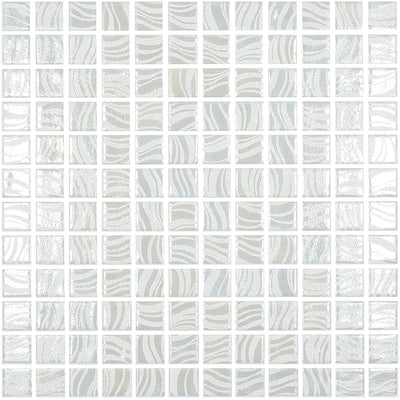 Glitter White, 1" x 1" Glass Tile | Mosaic Pool Tile by Vidrepur 