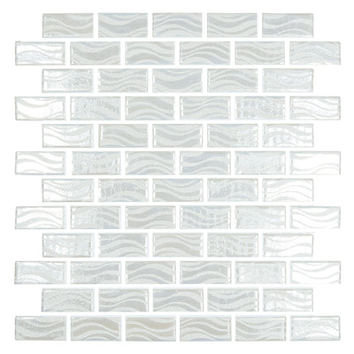 Glitter White, 1" x 2" Glass Tile | Mosaic Pool Tile by Vidrepur 