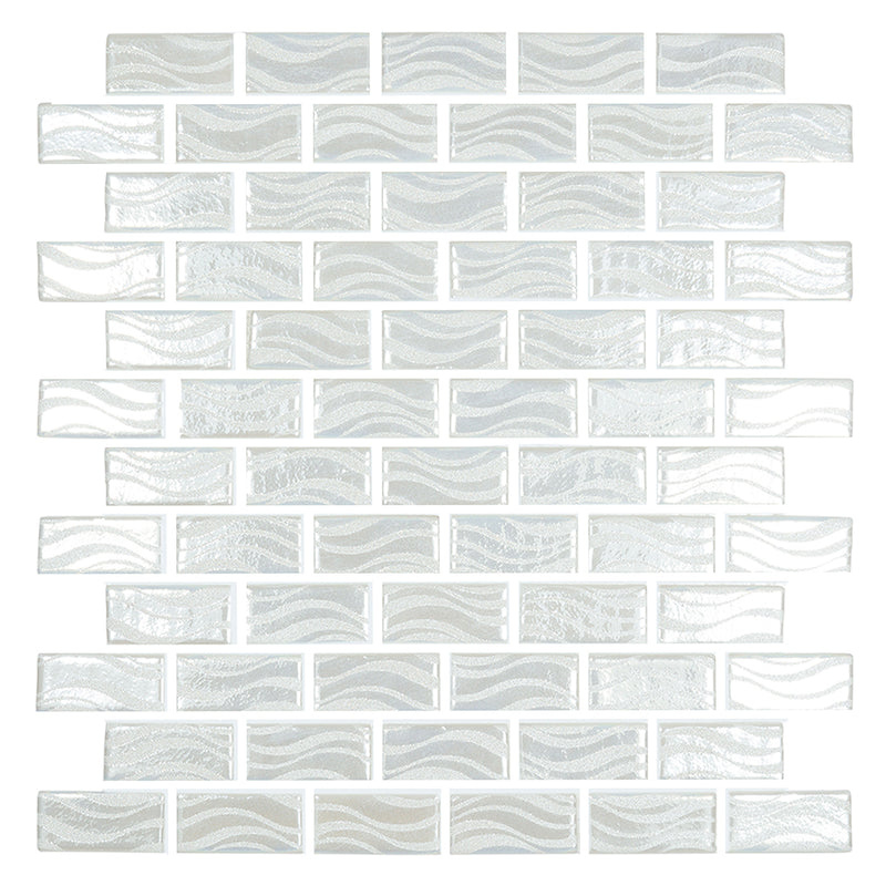 Glitter White, 1" x 2" Glass Tile | Mosaic Pool Tile by Vidrepur 