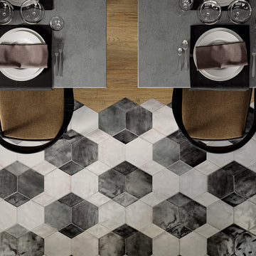 Glossy Nero, Hexagon Porcelain Tile | CIRFUORNEROPOHX | IWT Tesoro