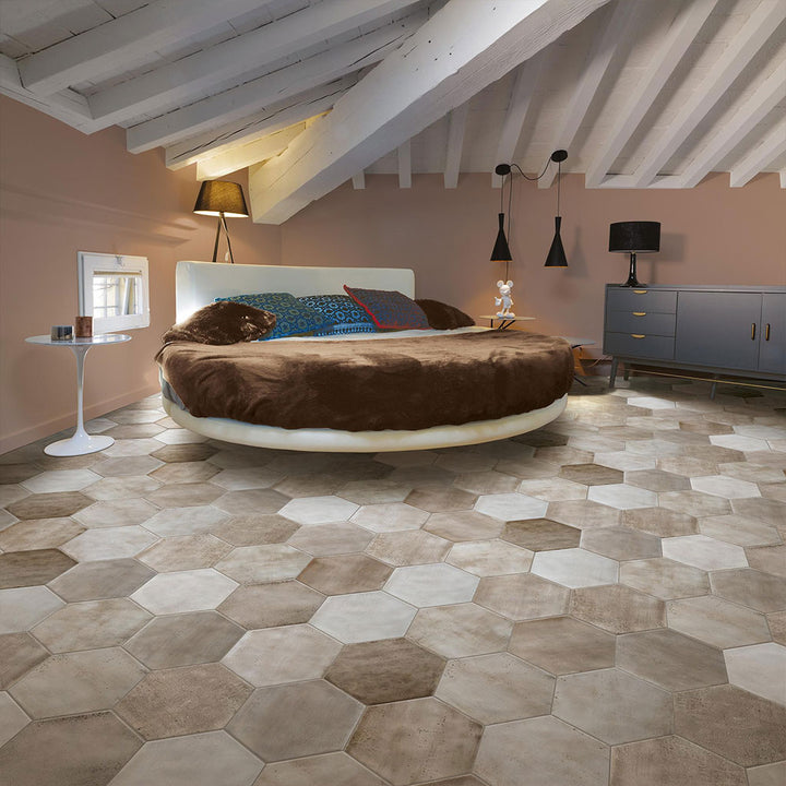 Glossy Beige, Hexagon Porcelain Tile | CIRFUORBEIGPOHX | IWT Tesoro