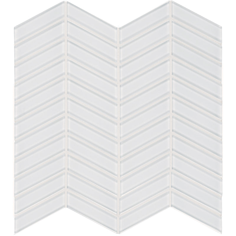 Ice Chevron, Glass Tile | Tesoro Backsplash & Wall Tile