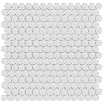 Ice, Penny Round Mosaic | ANAELEMPNRDICE | Aquatica Glass Tile