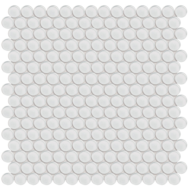 Ice, Penny Round Mosaic | ANAELEMPNRDICE | Aquatica Glass Tile