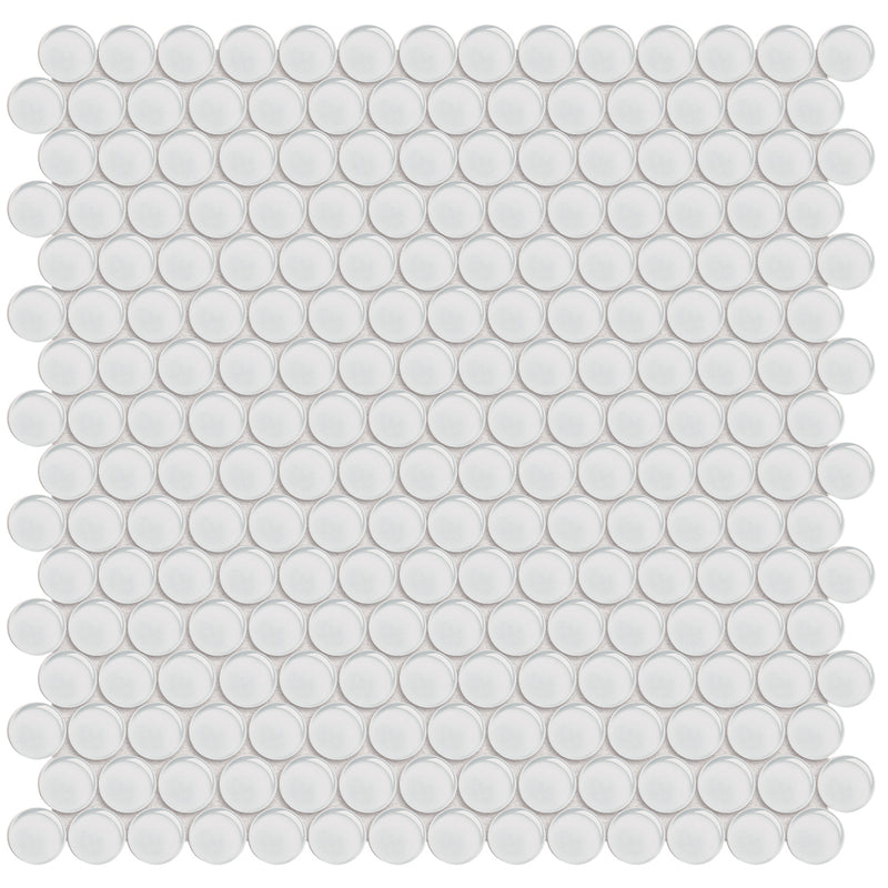 Ice, Penny Round Mosaic | ANAELEMPNRDICE | Aquatica Glass Tile