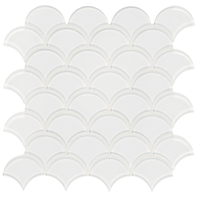 Ice, Scallop Glass Tile | Tesoro Backsplash & Wall Tile