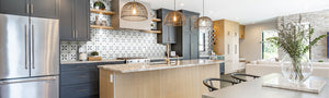 Patterned tile on kitchen backsplash