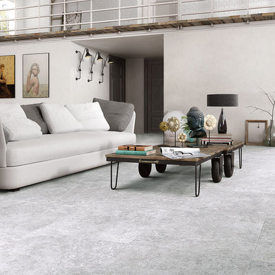 Legions Lunar Silver, 24" x 24" Porcelain Tile | Concrete-Look Tile