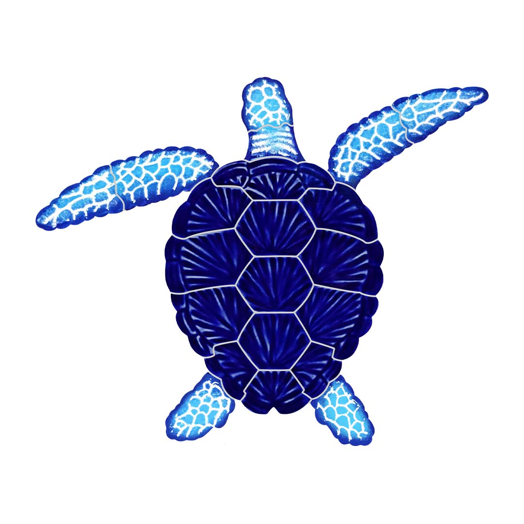 Loggerhead Turtle - Blue | TLOBLUS | Pool Mosaic – AquaBlu Mosaics