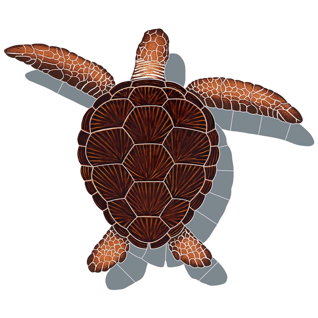 Loggerhead Turtle - Brown w/Shadow | TLSBROS | Pool Mosaic – AquaBlu ...