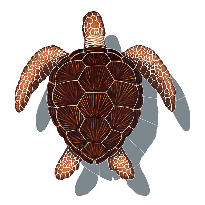 Loggerhead Turtle - Brown w/Shadow | TLSBROS | Pool Mosaic – AquaBlu ...