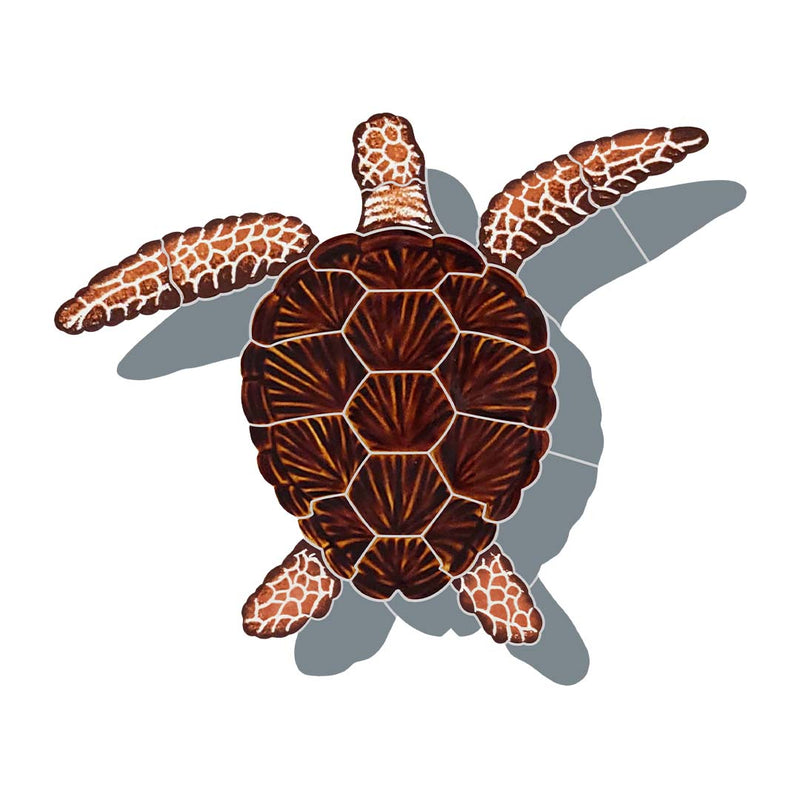 Loggerhead Turtle - Brown w/Shadow | TLSBROS | Pool Mosaic – AquaBlu ...