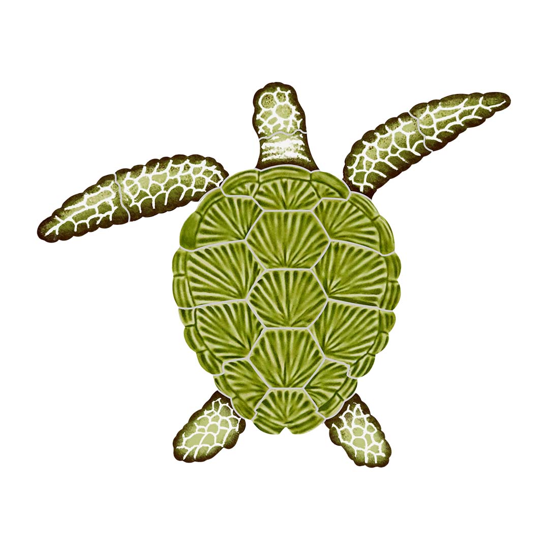 Loggerhead Turtle - Green | TLOGRES | Pool Mosaic – AquaBlu Mosaics