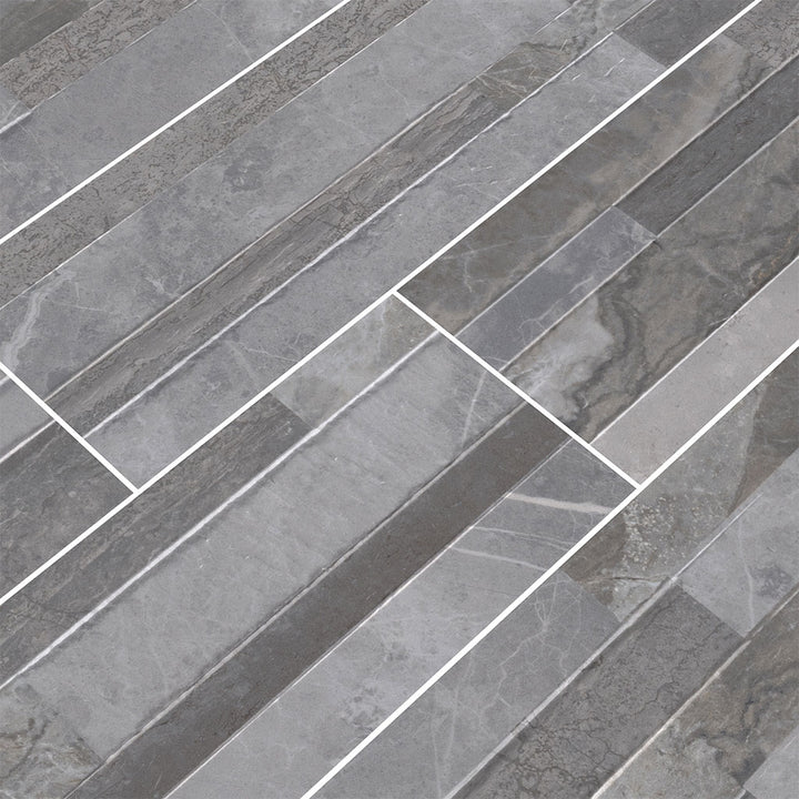 Palisade Grey, 6" x 24" Porcelain Stacked Ledger Tile | NPALGRE6X24 