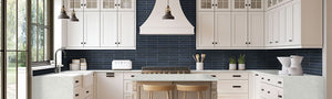 Navy blue kitchen backsplash tile