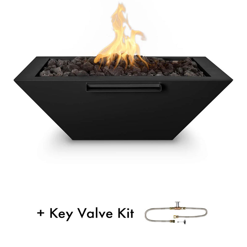 Maya 30" Square Fire and Water Bowl, Powder Coated Metal - Pool Feature