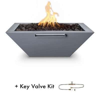 Maya 30" Square Fire and Water Bowl, Powder Coated Metal - Pool Feature