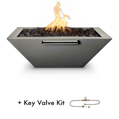 Maya 30" Square Fire and Water Bowl, Powder Coated Metal - Pool Feature