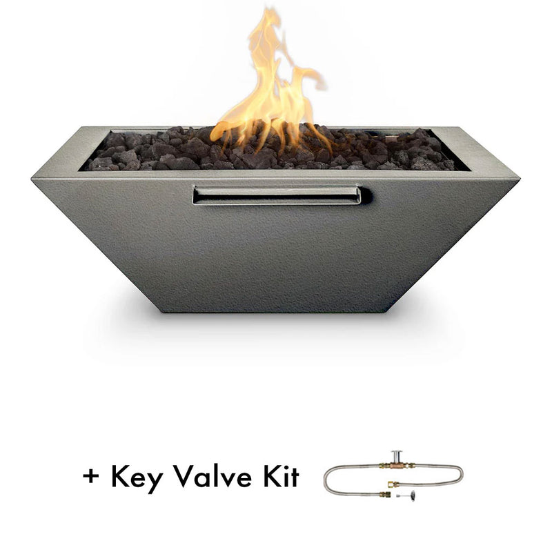 Maya 30" Square Fire and Water Bowl, Powder Coated Metal - Pool Feature