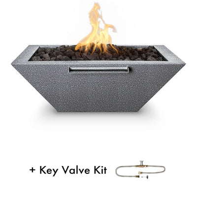 Maya 30" Square Fire and Water Bowl, Powder Coated Metal - Pool Feature