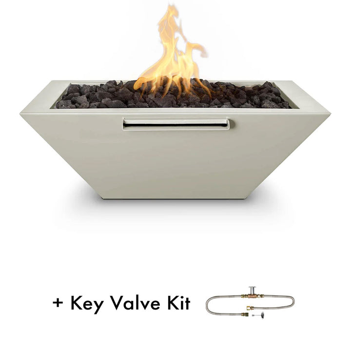 Maya 30" Square Fire and Water Bowl, Powder Coated Metal - Pool Feature