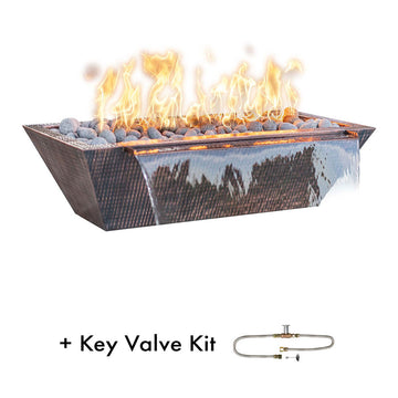 Maya Linear Fire and Water Bowl, Hammered Copper with key valve kit| The Outdoor Plus