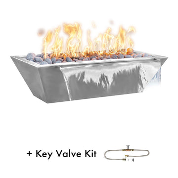 Maya Linear Fire and Water Bowl, Stainless Steel with key valve kit  | The Outdoor Plus