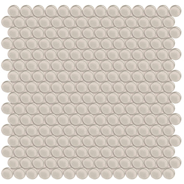 Mist, Penny Round Mosaic | ANAELEMPNRDMIST | Aquatica Glass Tile