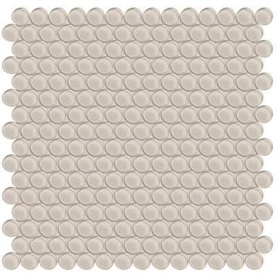 Mist, Penny Round Mosaic | ANAELEMPNRDMIST | Aquatica Glass Tile