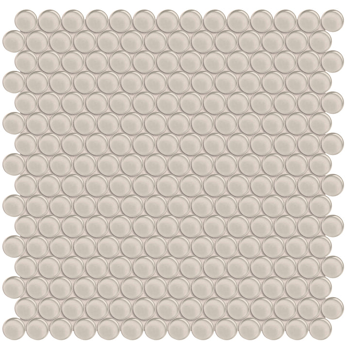 Mist, Penny Round Mosaic | ANAELEMPNRDMIST | Aquatica Glass Tile