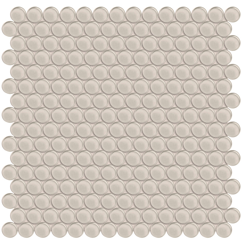 Mist, Penny Round Mosaic | ANAELEMPNRDMIST | Aquatica Glass Tile