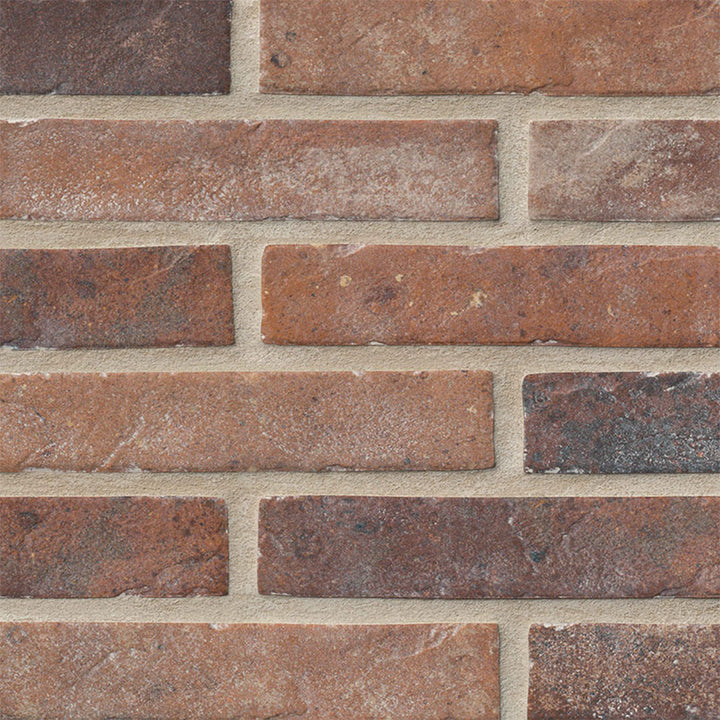 Red Brickstone, 2" x 10" Porcelain Tile | NCAPREDBRI2X10 | MSI