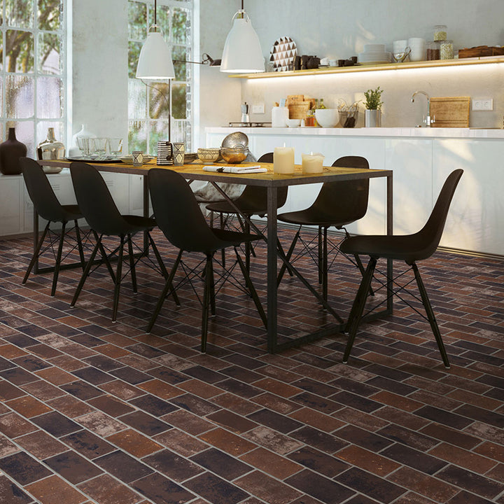 Red Brickstone, 2" x 10" Porcelain Tile | NCAPREDBRI2X10 | MSI