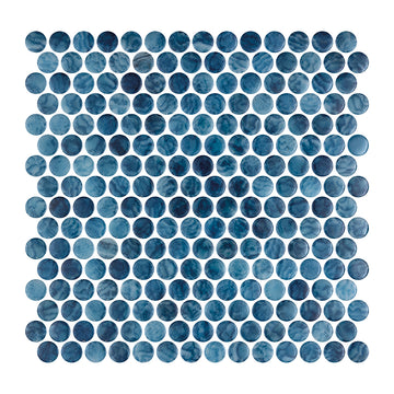 Arrecife Blue, Penny Tile | Glass Mosaic Tile by Aquatica