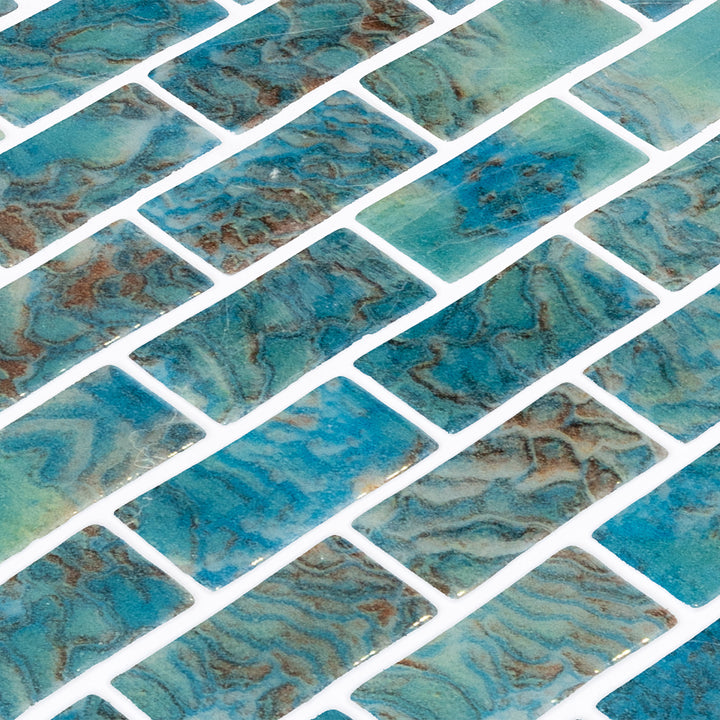 Arrecife Green, 1" x 2" | ONIVANGARRGRN12 | Aquatica Glass Tile