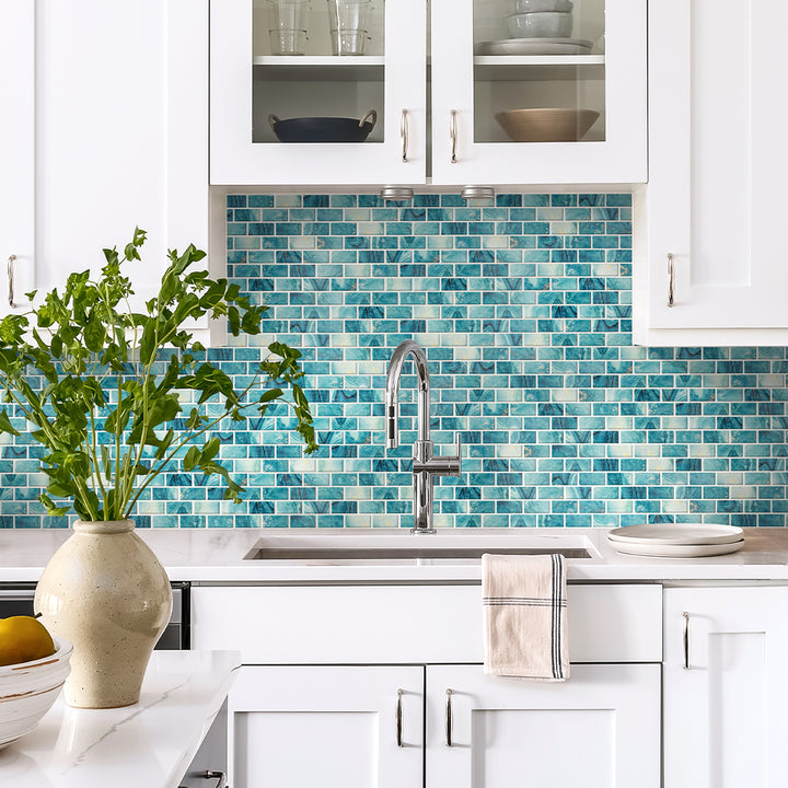 Forest Aqua, 1" x 2" | ONIVANGFORAQ12 | Aquatica Glass Tile