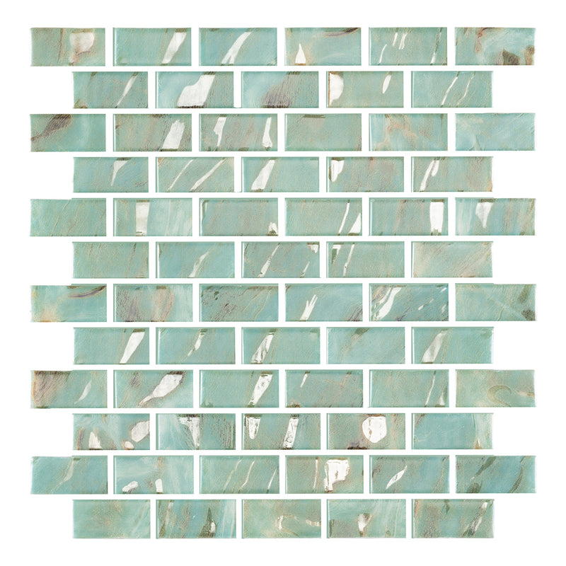 Oasis Turquoise, 1" x 2" Glass Tile | Pool, Spa, & Kitchen Tile