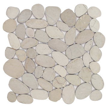 Cream, Shaved Pebble Tile | Natural Stone Mosaic Tile by Tesoro