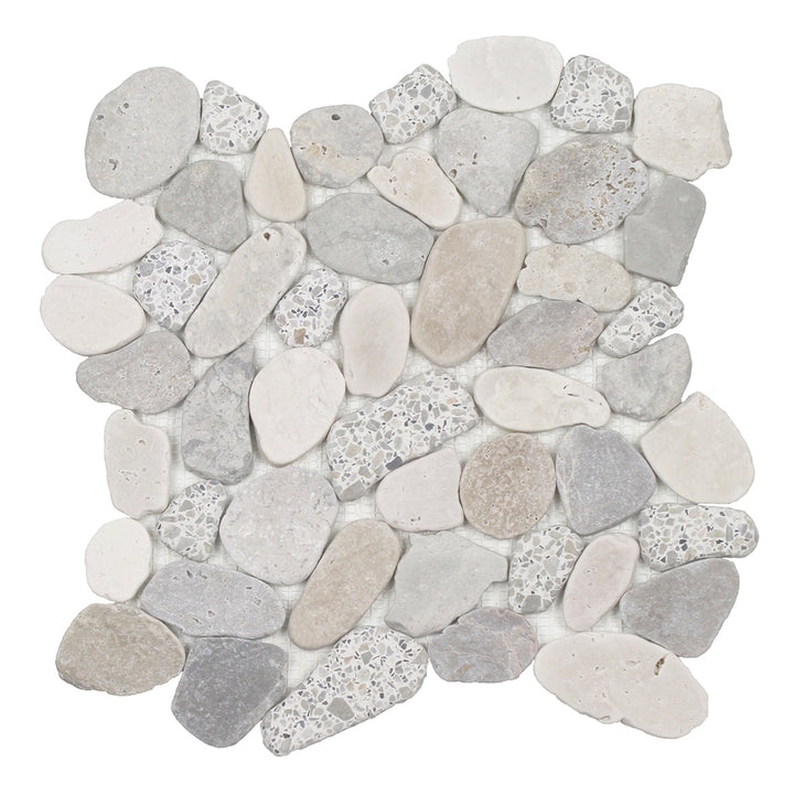 Terrazzo Vintage Light Occhialino, Shaved Pebble Tile | Natural Stone