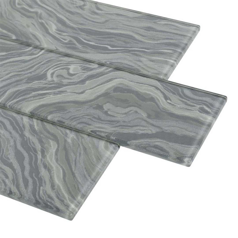 High Tide Grey, 3" x 12" Glass Tile | Backsplash Tile by Anthology