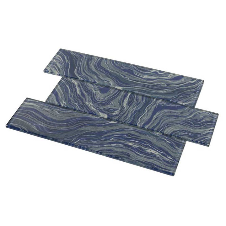 High Tide Navy, 3" x 12" Glass Tile | Backsplash Tile by Anthology