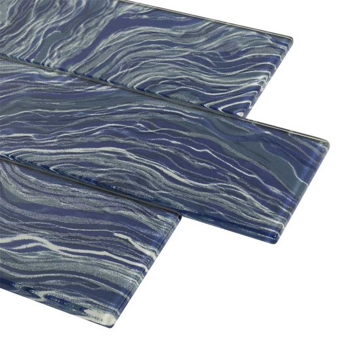 High Tide Navy, 3" x 12" Glass Tile | Backsplash Tile by Anthology