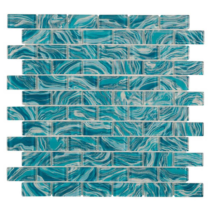 High Tide Teal, 1" x 2" Glass Tile | Anthology Pool Tile