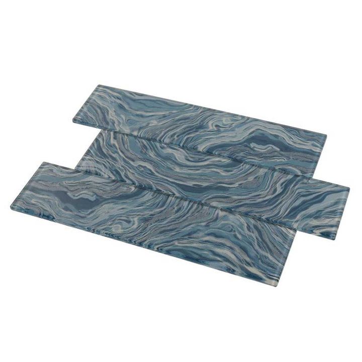 High Tide Teal, 3" x 12" Glass Tile | Backsplash Tile