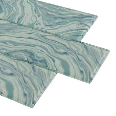 High Tide Turquoise, 3" x 12" Glass Tile | Backsplash Tile