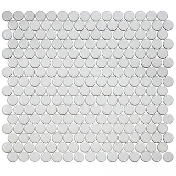 White, Penny Round Mosaic | Porcelain Tile by Fujiwa