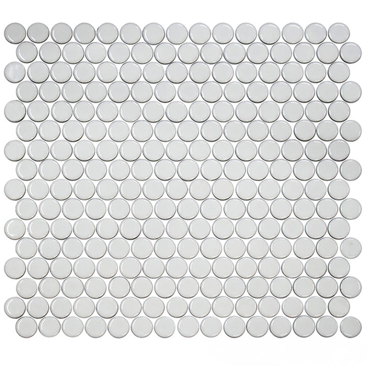 White, Penny Round Mosaic | Porcelain Tile by Fujiwa