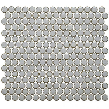 Pewter Grey, Penny Round Mosaic | Porcelain Tile by Fujiwa